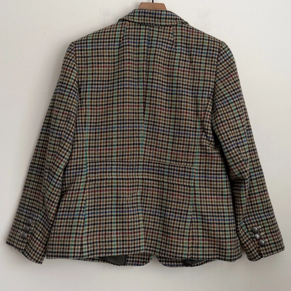 Talbots Blazer Shetland Houndstooth Wool Blend Tweed Two Button Crest career 12P - Picture 3 of 8